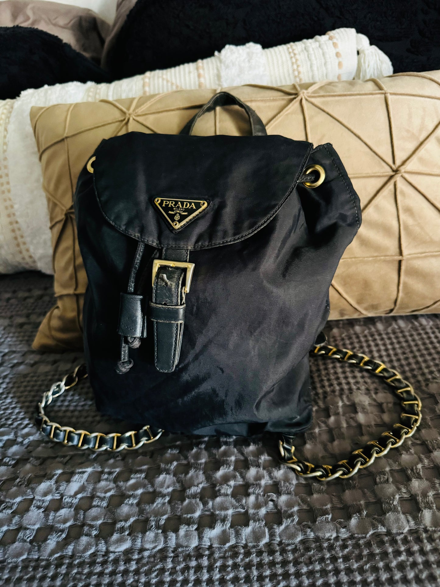 Authentic nylon chain backpack