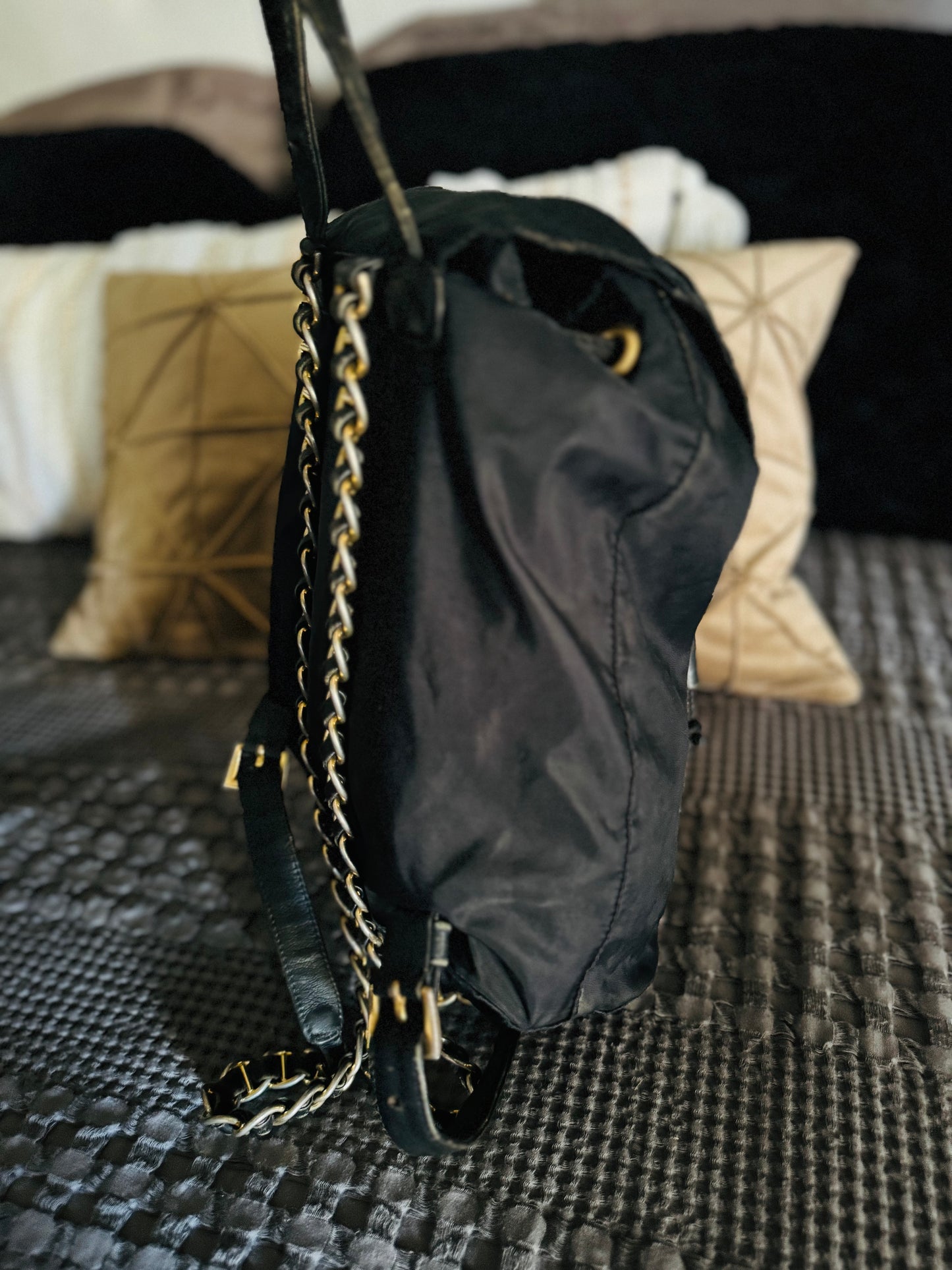 Authentic nylon chain backpack