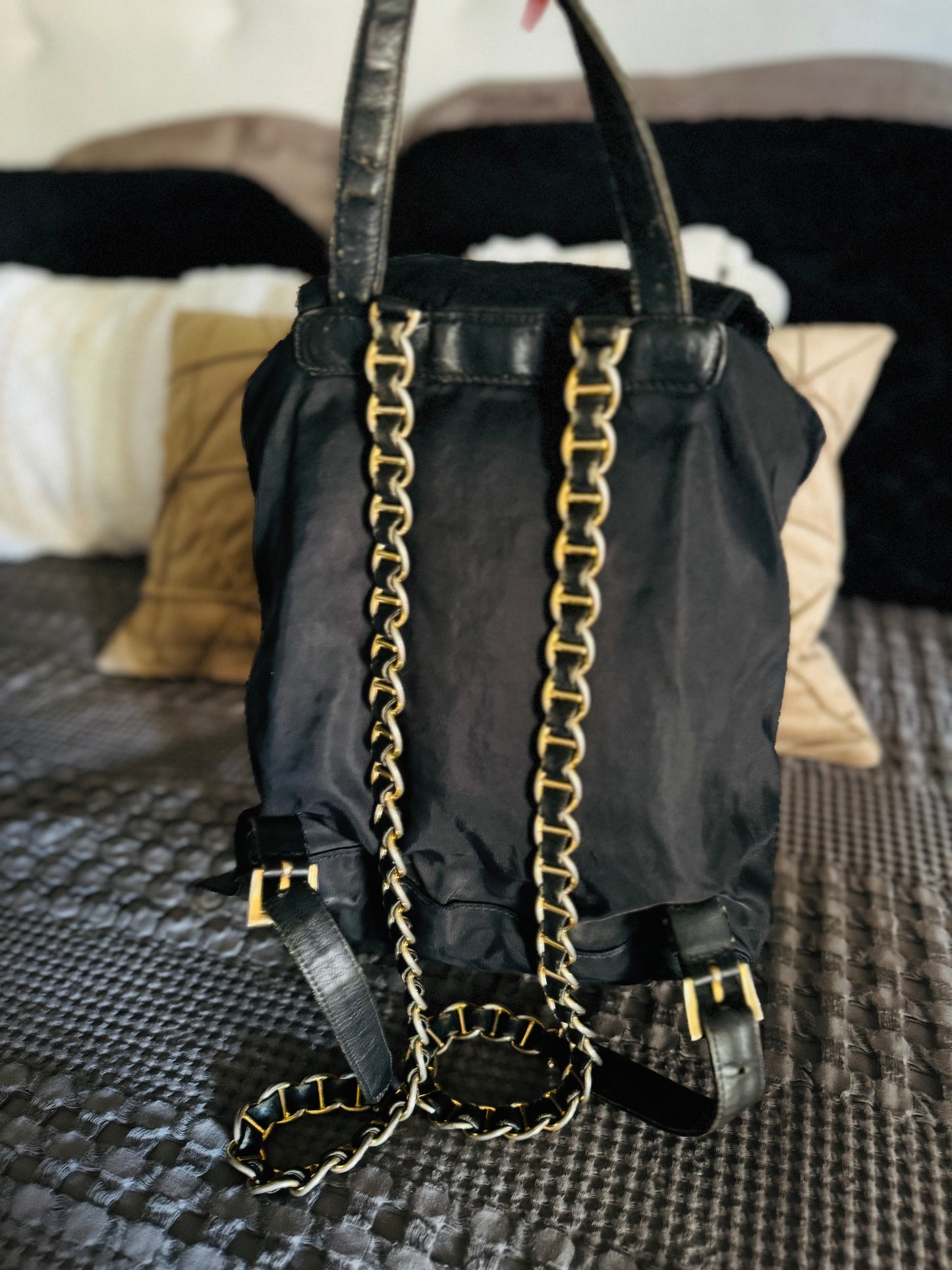 Authentic nylon chain backpack