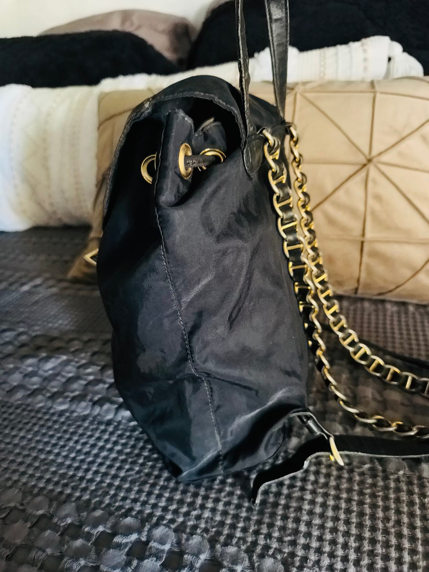 Authentic nylon chain backpack